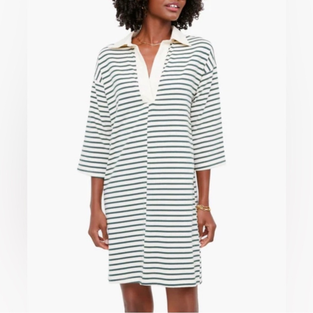 TUCKERNUCK Green Stripe Ashton Knit Polo Dress Sz XS Preppy Coastal Classic